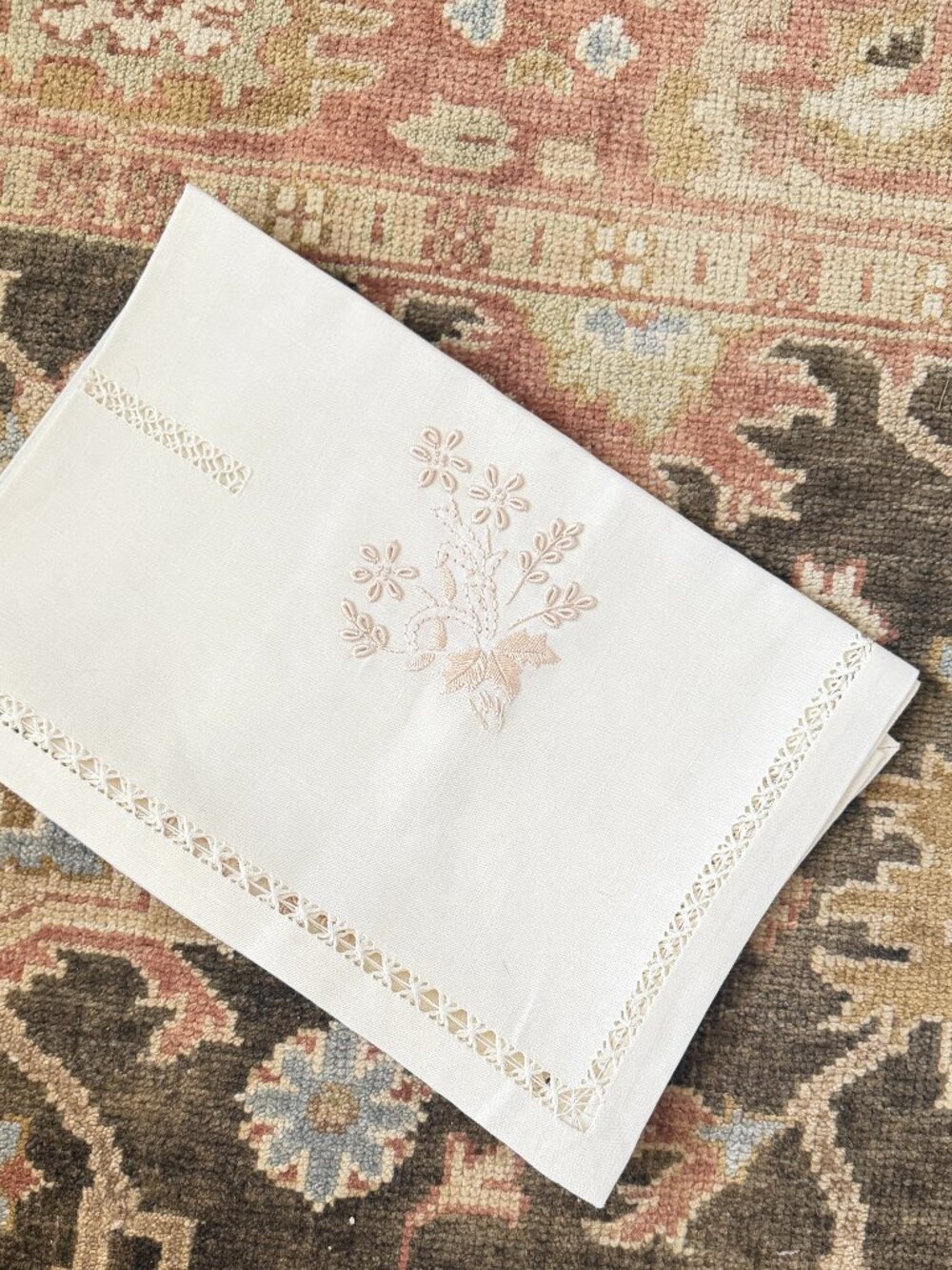 NEW Linen Embroidered Cut-Out Design Tablecloth from Turkey